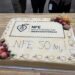 Bildet viser en stor kake i anledning feiringen av NFEs 50-årsjubileum